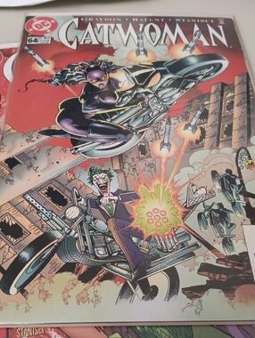 DC Catwoman Comic — Purple Suit, Red Backdrop